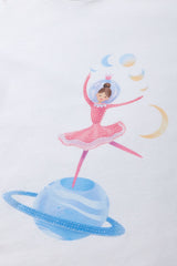 Ballerina in Space Ruffle Long Sleeve T-shirt