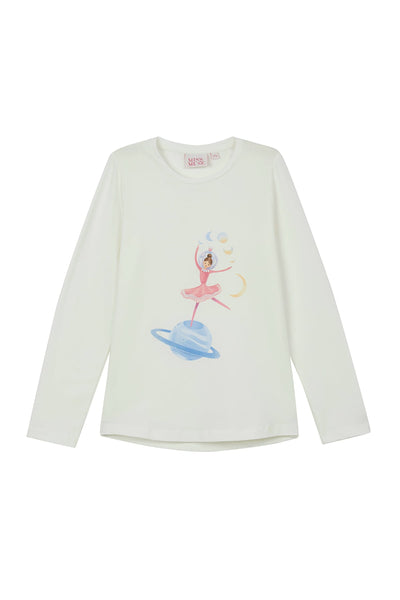 Ballerina in Space Uzun Kollu T-shirt