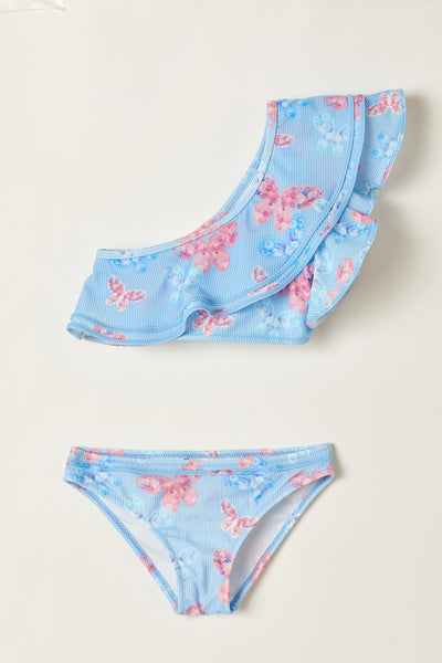 Floral Butterflies One-Shoulder Bikini