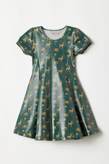 Hearts and Deers Green Dress