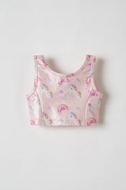 Rainbows and Unicorns Pink Cropped Top & Short Skirt Set