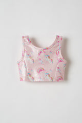 Rainbows and Unicorns Pink Cropped Top & Short Skirt Set