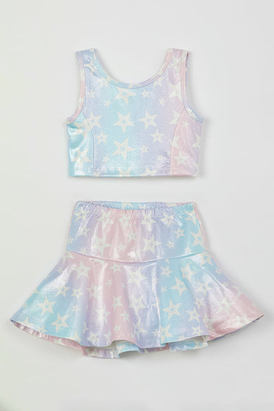 Star Cropped Top & Short Skirt Set